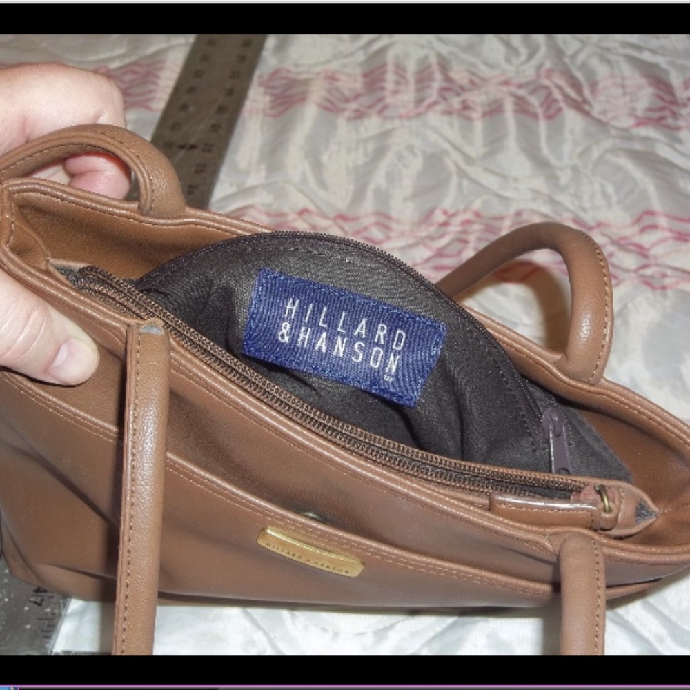 Hillard & Hanson Brown Leather Double Strap Bag - Picture 8 of 8